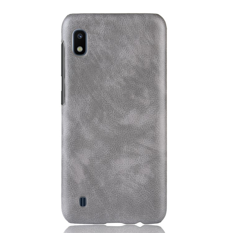 Litchi Texture PU Leather Coated PC Case for Samsung Galaxy A10 - Grey-2