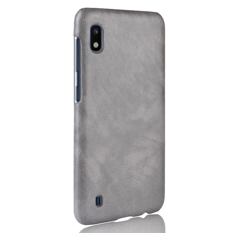 Litchi Texture PU Leather Coated PC Case for Samsung Galaxy A10 - Grey-3