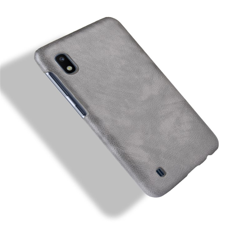 Litchi Texture PU Leather Coated PC Case for Samsung Galaxy A10 - Grey-4