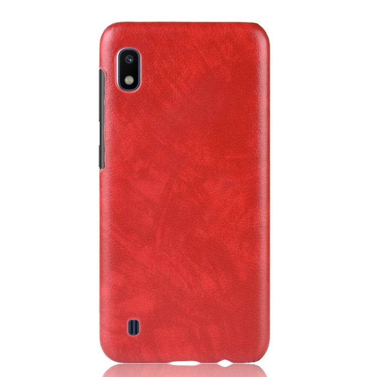 Litchi Texture PU Leather Coated PC Case for Samsung Galaxy A10 - Red-2