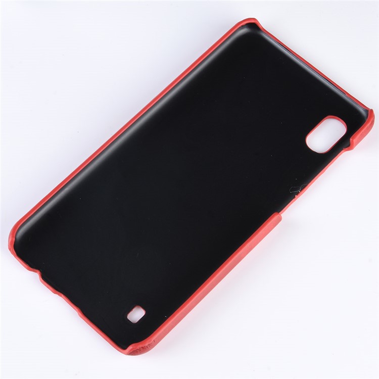 Litchi Texture PU Leather Coated PC Case for Samsung Galaxy A10 - Red-5