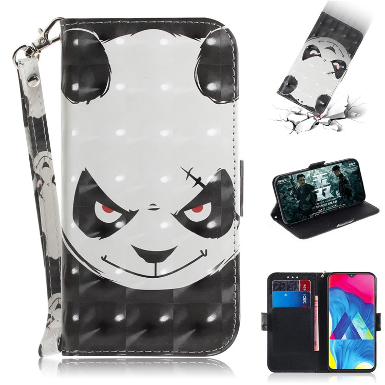 Pattern Printing Light Spot Decor Leather Wallet Case for Samsung Galaxy M10 - Panda Pattern-1