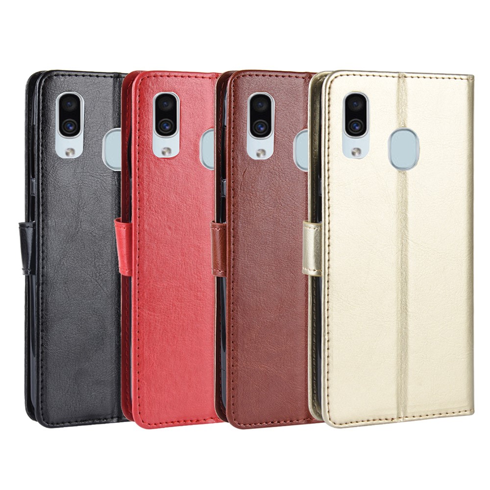 Crazy Horse Wallet Leather Protection Case for Samsung Galaxy A40 - Black-10