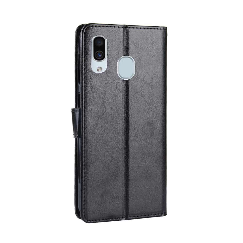 Crazy Horse Wallet Leather Protection Case for Samsung Galaxy A40 - Black-3