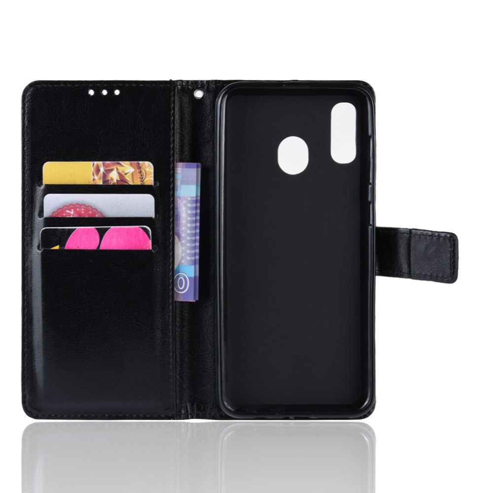 Crazy Horse Wallet Leather Protection Case for Samsung Galaxy A40 - Black-4