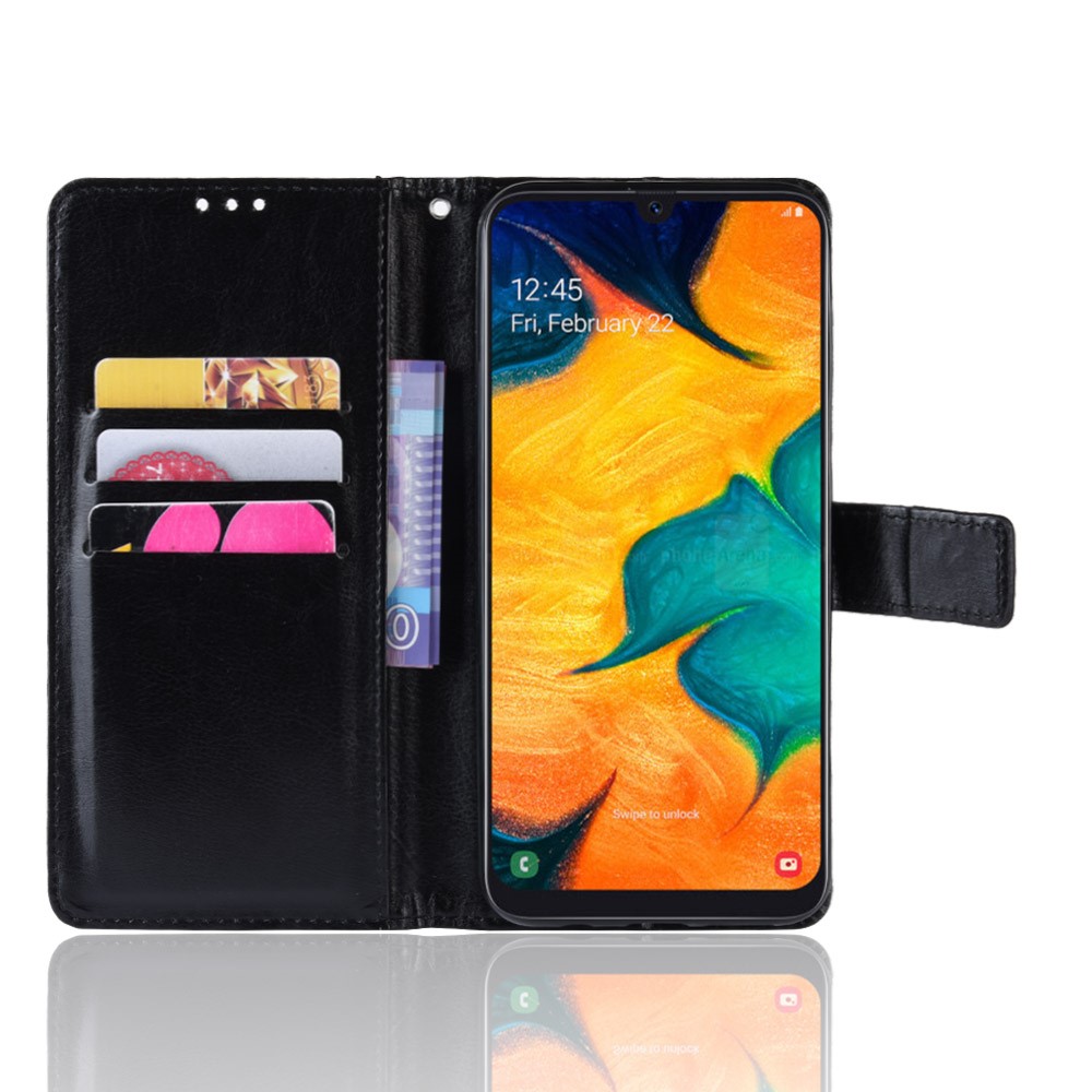 Crazy Horse Wallet Leather Protection Case for Samsung Galaxy A40 - Black-5