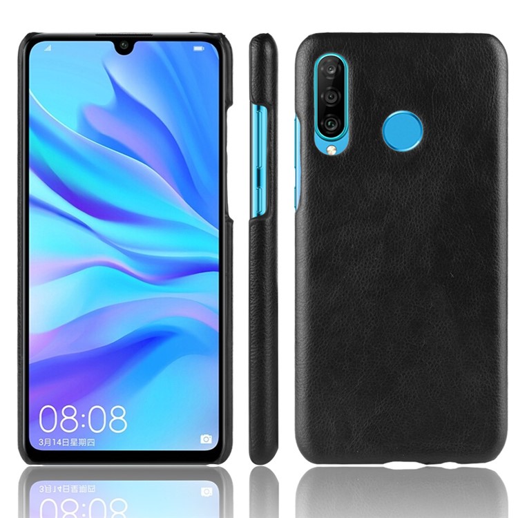 Litchi Texture PU Leather Coated PC Case for Samsung Galaxy M30 - Black-1
