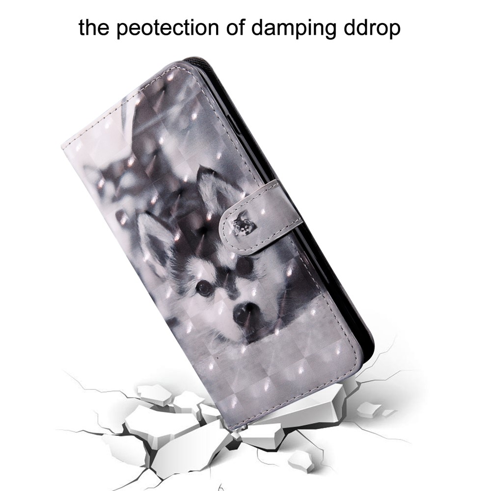 Pattern Printing Light Spot Decor Wallet Stand Leather Case for Samsung Galaxy A50 - Cute Dog-5