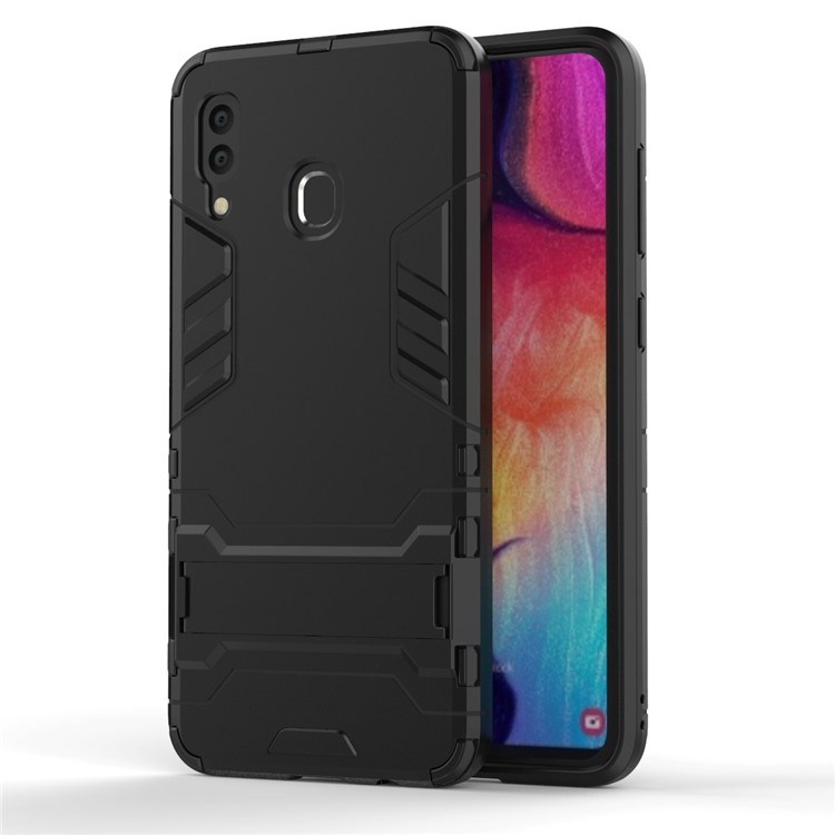 Cool Guard PC TPU Hybrid Cosque Con Kickstand Para Samsung Galaxy A30/A20 - Negro