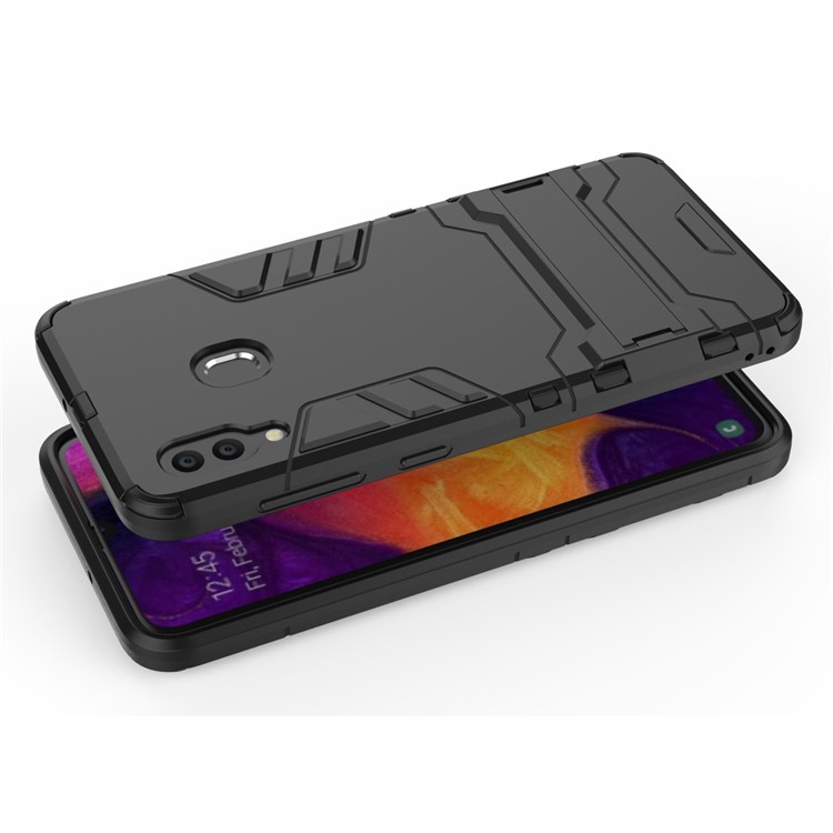 Cool Guard PC TPU Hybrid Cosque Con Kickstand Para Samsung Galaxy A30/A20 - Negro