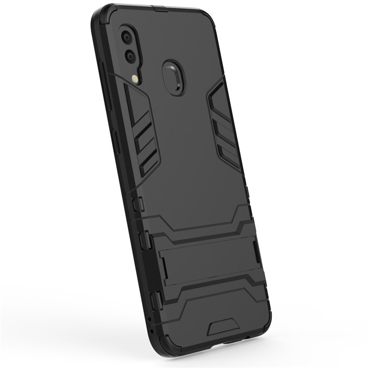 Cool Guard PC TPU Hybrid Cosque Con Kickstand Para Samsung Galaxy A30/A20 - Negro