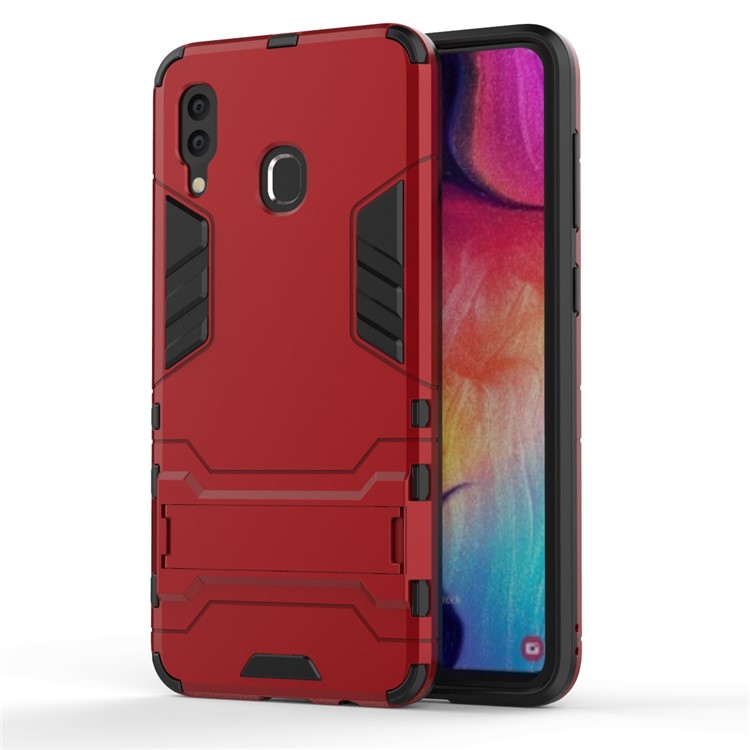 Cool Guard PC TPU Hybrid Back Casing with Kickstand for Samsung Galaxy A30/A20 - Red-2