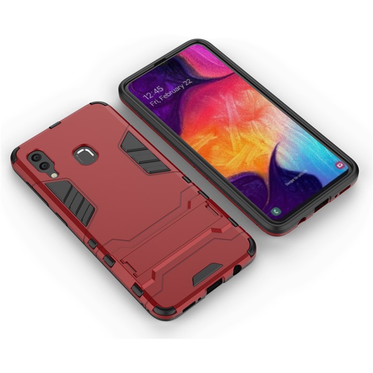 Cool Guard PC TPU Hybrid Back Casing with Kickstand for Samsung Galaxy A30/A20 - Red-3