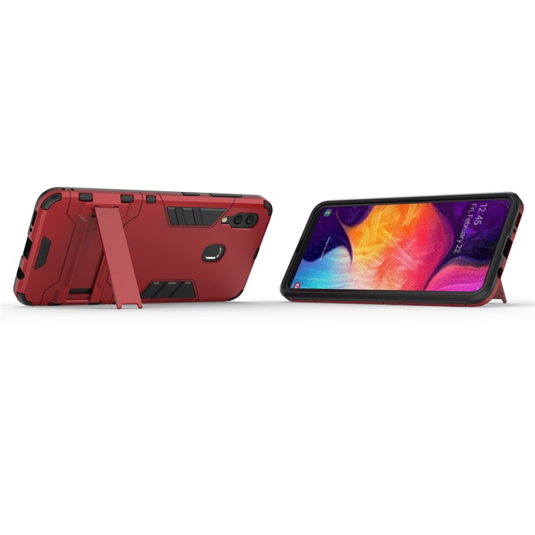 Cool Guard PC TPU Hybrid Back Casing with Kickstand for Samsung Galaxy A30/A20 - Red-5