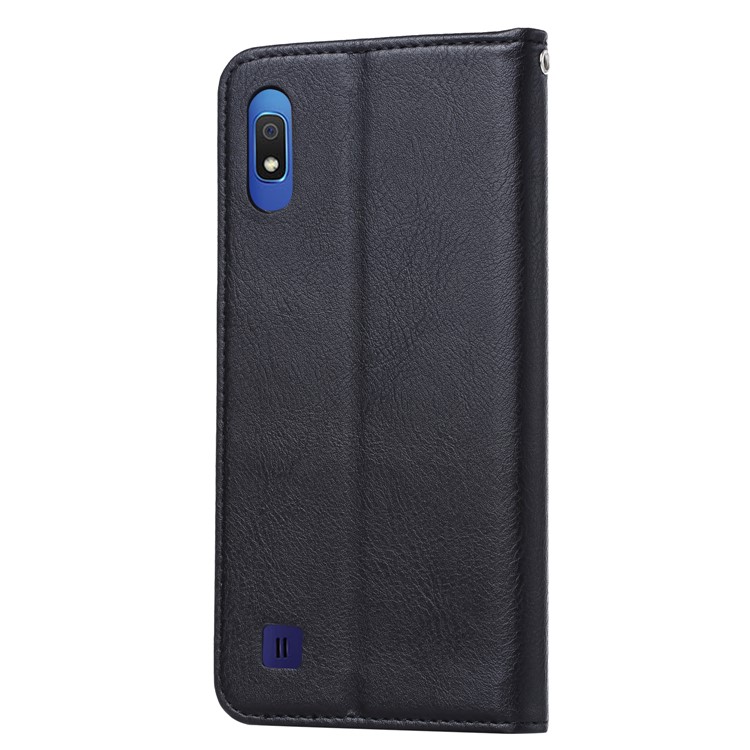 PU Leather Auto-absorbed Stand Wallet Protective Case for Samsung Galaxy A10 - Black-3