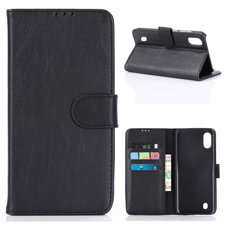 Crazy Horse Wallet Leather Stand Case for Samsung Galaxy M10 - Black-1