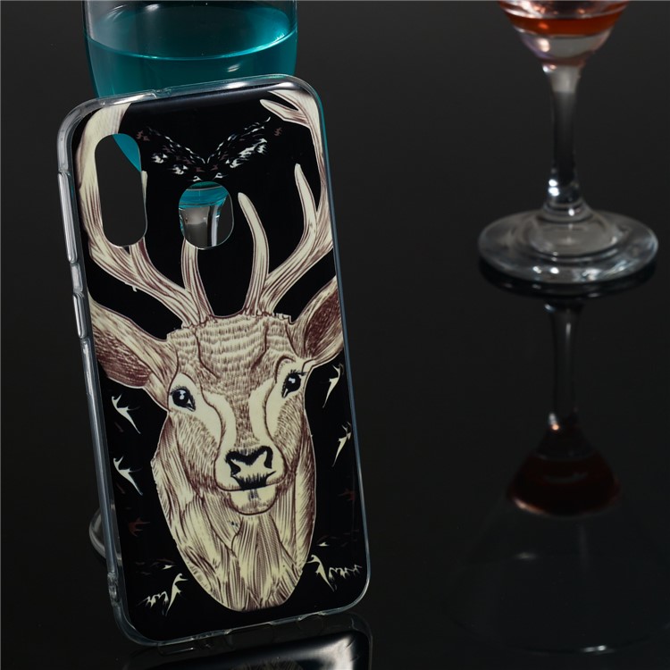 Noctilucent Patterned IMD TPU Mobile Phone Case Accessory for Samsung Galaxy A40 - Elk Pattern-5