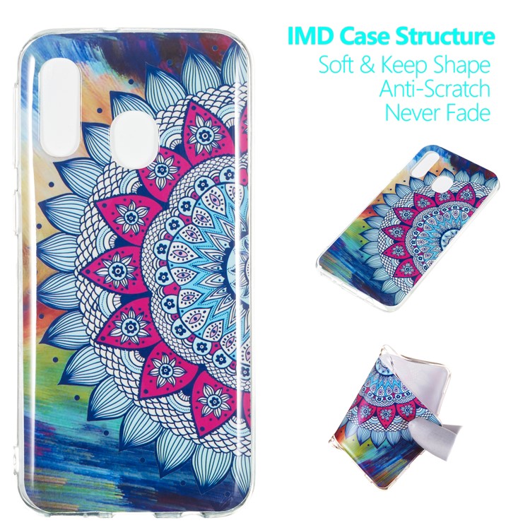 Noctilucent Patterned IMD TPU Mobile Phone Case Accessory for Samsung Galaxy A40 - Flower Pattern-1