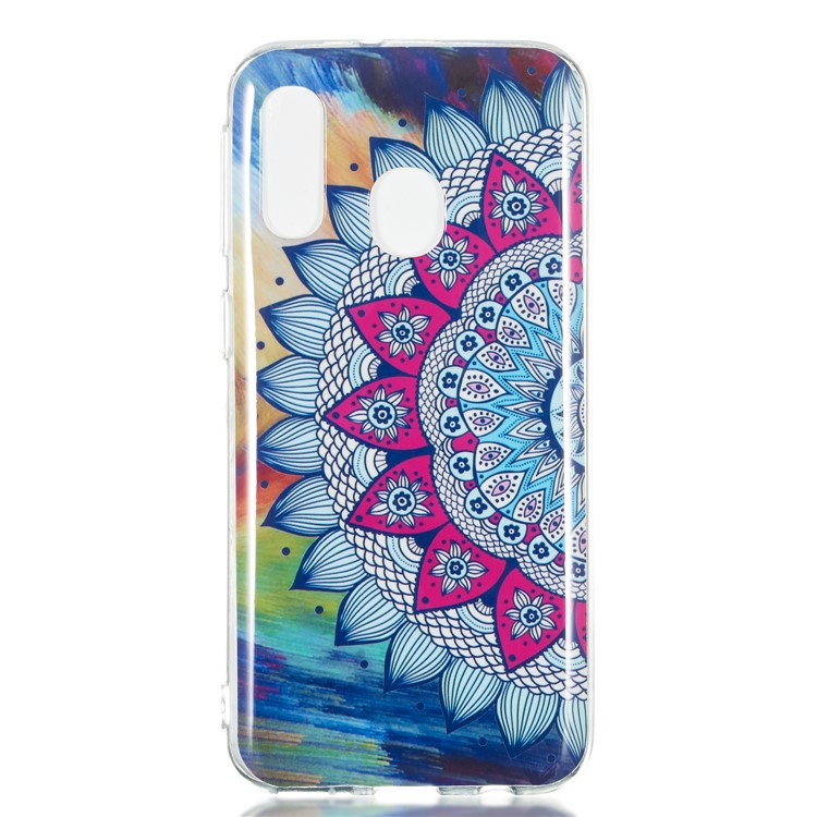 Noctilucent Patterned IMD TPU Mobile Phone Case Accessory for Samsung Galaxy A40 - Flower Pattern-2