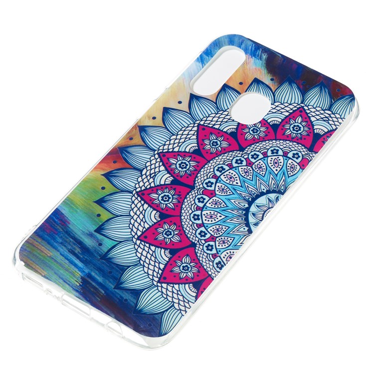Noctilucent Patterned IMD TPU Mobile Phone Case Accessory for Samsung Galaxy A40 - Flower Pattern-3
