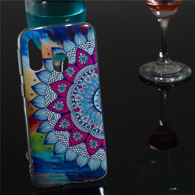 Noctilucent Patterned IMD TPU Mobile Phone Case Accessory for Samsung Galaxy A40 - Flower Pattern-5