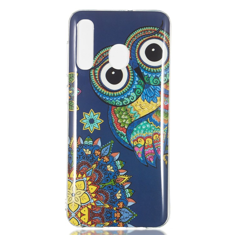 Noctilucent Patterned IMD TPU Back Phone Casing for Samsung Galaxy A50 - Owl Pattern-2