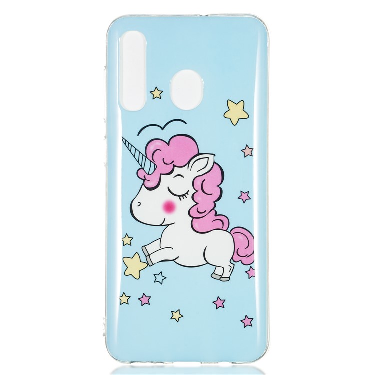 Noctiloque À Motifs IMD TPU TPU Boîtier De Téléphone Arrière Pour Samsung Galaxy A20 / A30 - Licorne-2