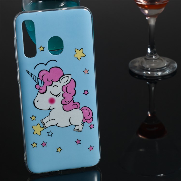 Noctiloque À Motifs IMD TPU TPU Boîtier De Téléphone Arrière Pour Samsung Galaxy A20 / A30 - Licorne-5