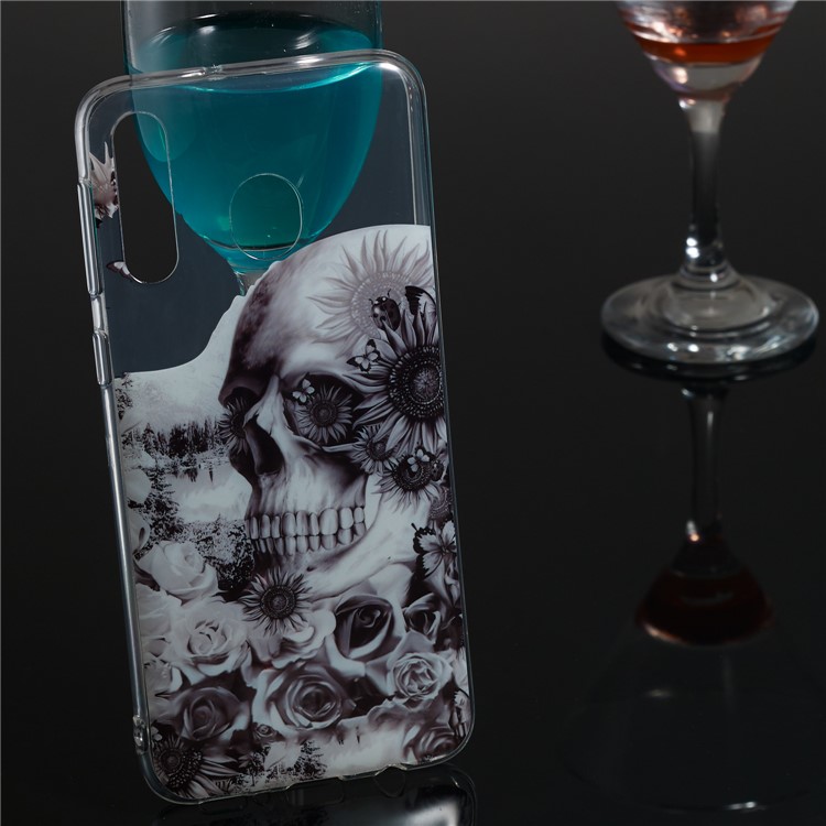 Pattern Printing IMD TPU Case for Samsung Galaxy M30 - Skull and Flower-5