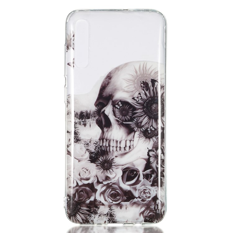 Pattern Printing IMD TPU Case for Samsung Galaxy A70 - Skull and Flower-2