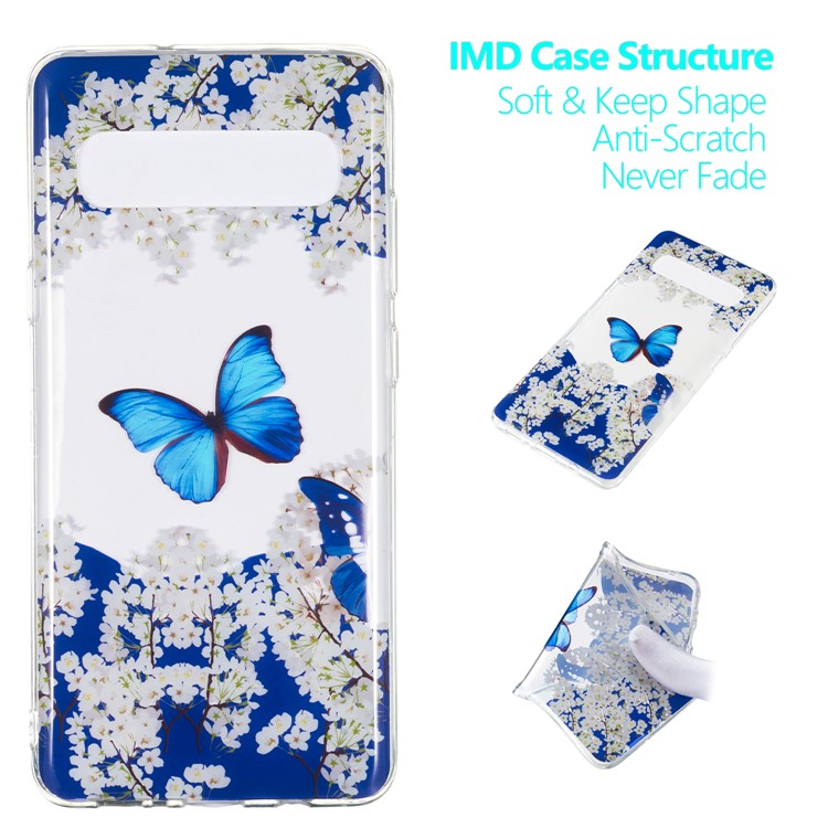

Pattern Printing IMD TPU Back Case for Samsung Galaxy S10 5G - Butterfly and White Flowers, Galaxy S10 5G