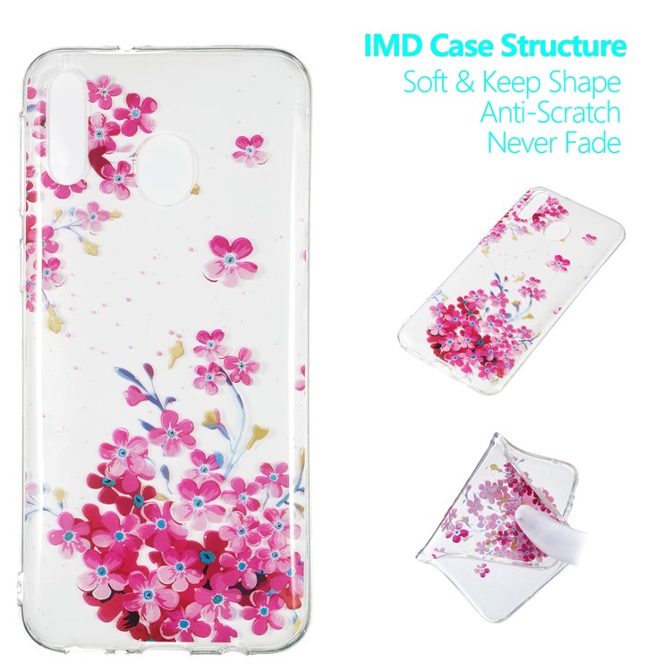 

Pattern Printing IMD TPU Shell for Samsung Galaxy M20 - Pink Flower, Galaxy M20