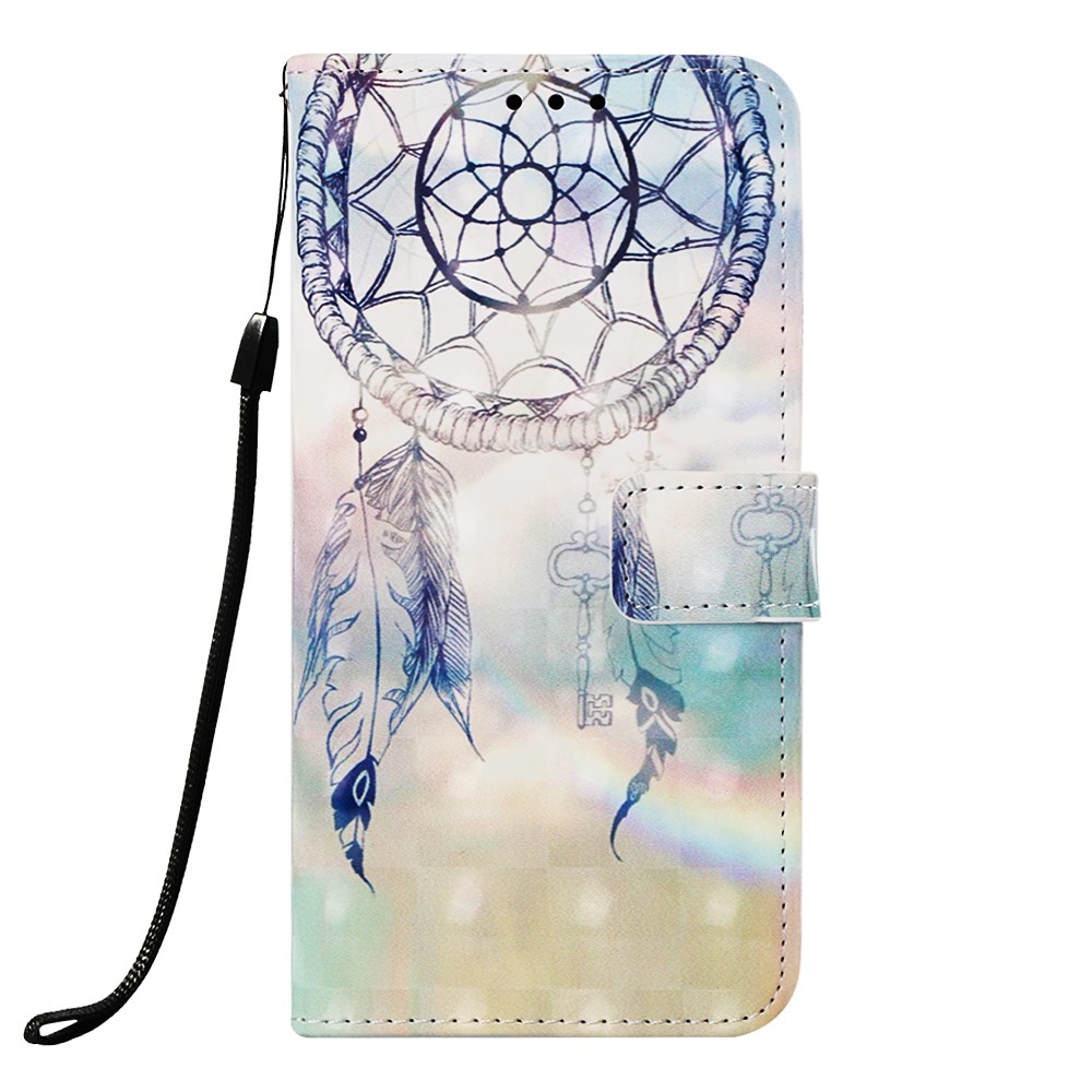 Pattern Printing Leather Wallet Case for Samsung Galaxy A70 - Feather Dream Catcher-2
