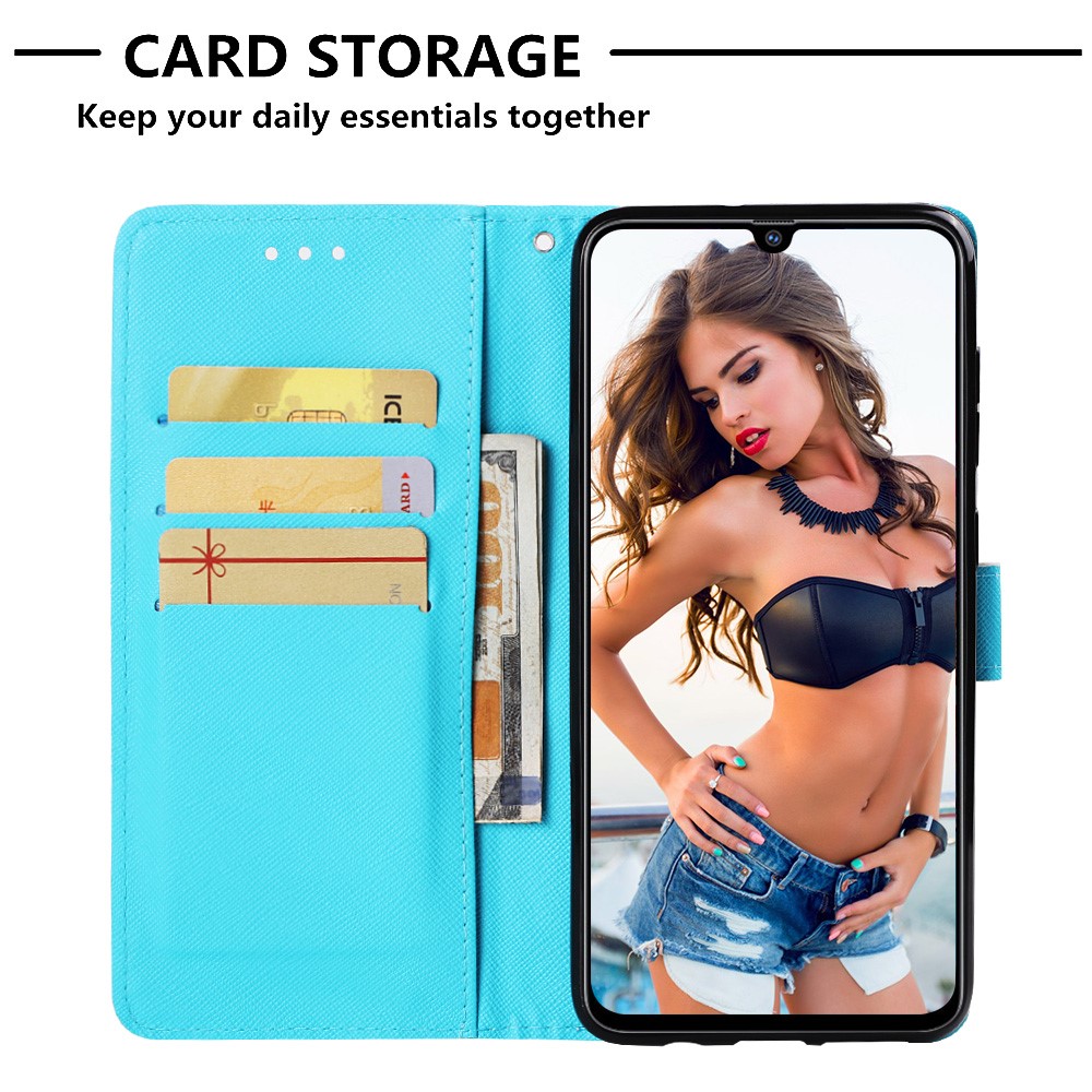 Pattern Printing Leather Wallet Case for Samsung Galaxy A70 - Feather Dream Catcher-6