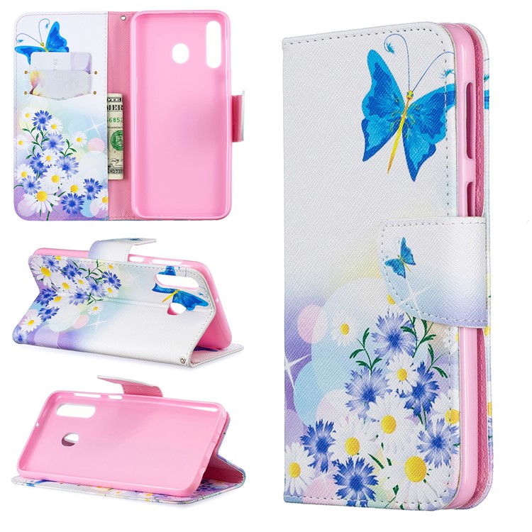 

Pattern Printing PU Leather Flip Stand Case for Samsung Galaxy M30 / A40s - Blue Butterflies, Galaxy M30