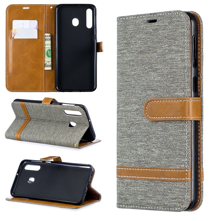 

Assorted Color Jeans Cloth Leather Wallet Case for Samsung Galaxy M30/A40s - Grey, Galaxy M30