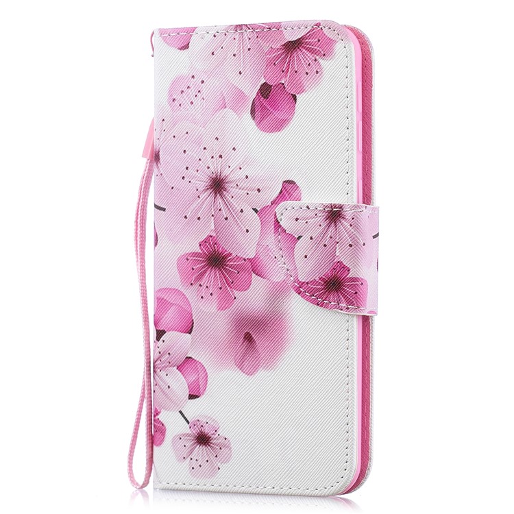 Pattern Printing Leather Wallet Case for Samsung Galaxy M20 - Pretty Flower-2