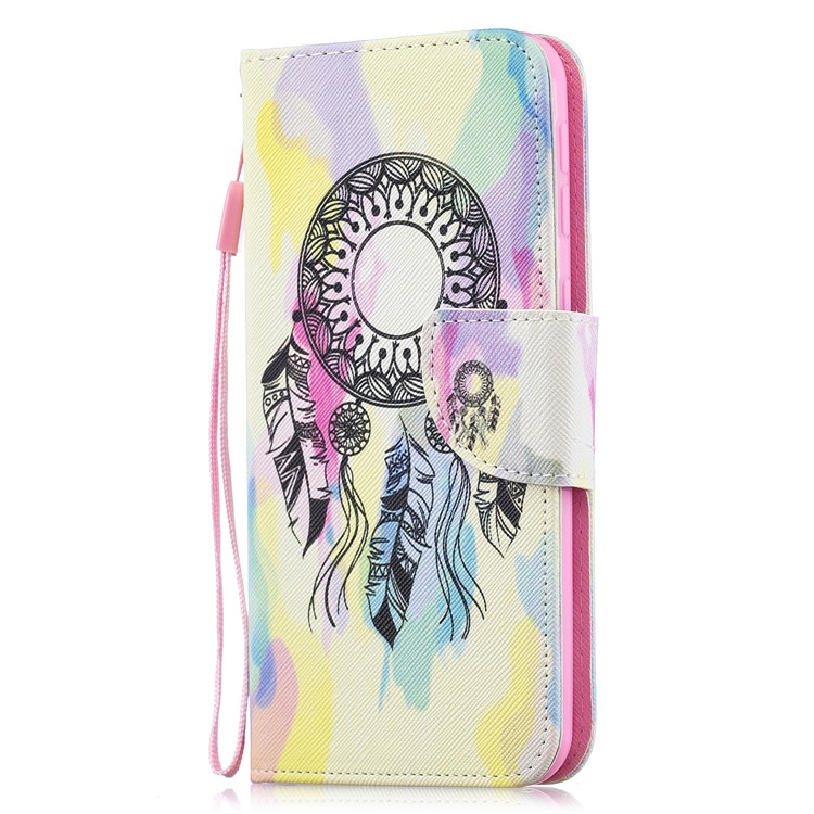 Pattern Printing Leather Wallet Case for Samsung Galaxy M20 - Dream Catcher-2