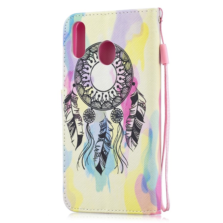 Pattern Printing Leather Wallet Case for Samsung Galaxy M20 - Dream Catcher-3