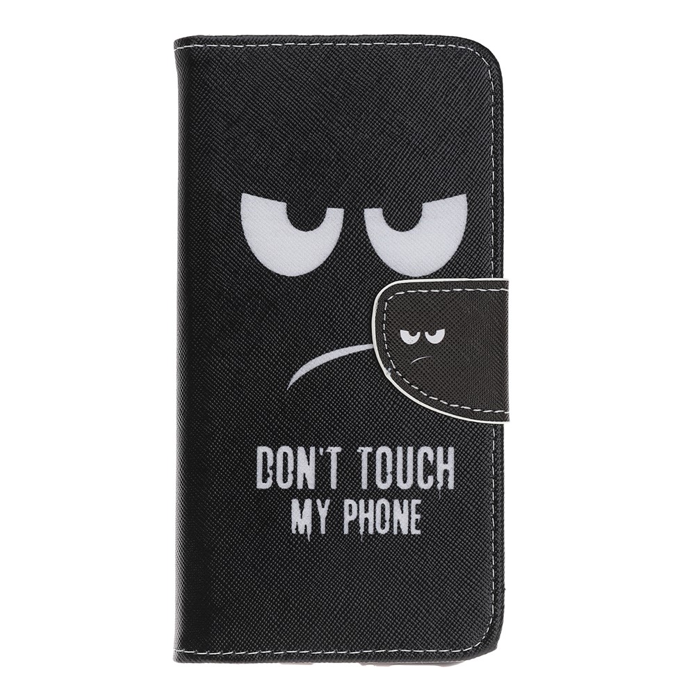 Cross Texture Pattern Printing PU Leather Magnetic Phone Cover for Samsung Galaxy A40 - Don't Touch My Phone-2