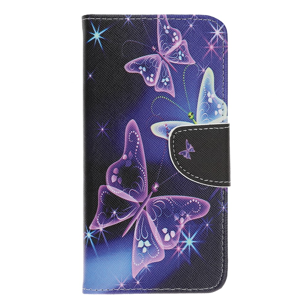 Quertexturmusterdrucken PU-Leder Magnetische Telefonabdeckung Für Samsung-Galaxie A40 - Schöner Schmetterling-2