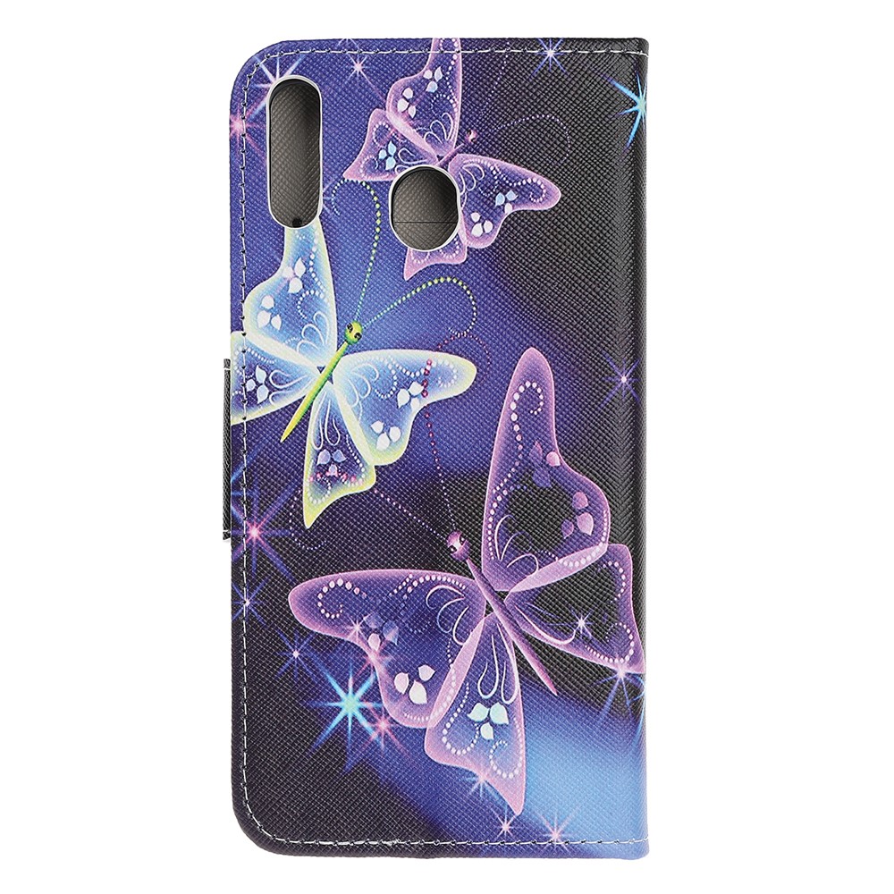 Quertexturmusterdrucken PU-Leder Magnetische Telefonabdeckung Für Samsung-Galaxie A40 - Schöner Schmetterling-3