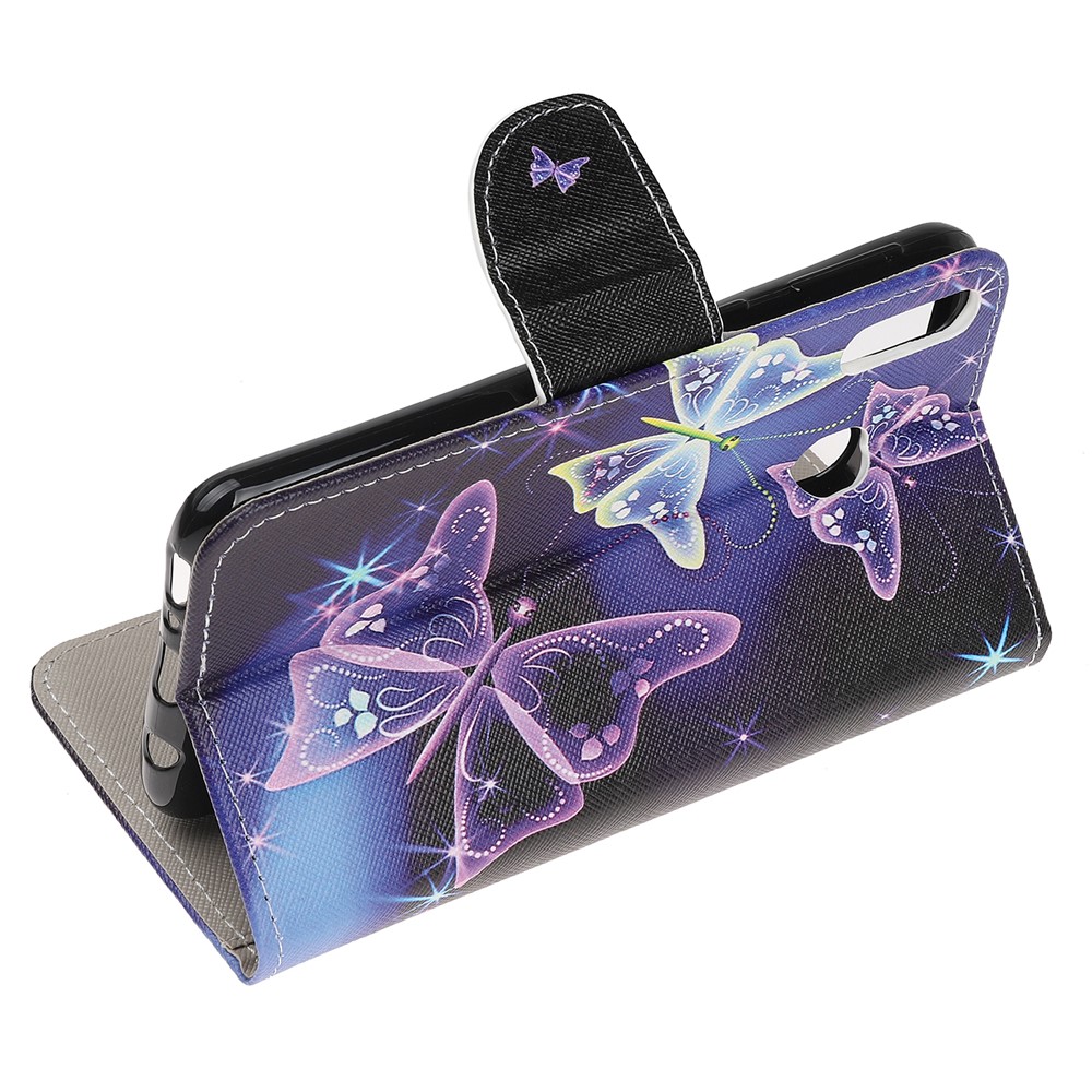 Quertexturmusterdrucken PU-Leder Magnetische Telefonabdeckung Für Samsung-Galaxie A40 - Schöner Schmetterling-4