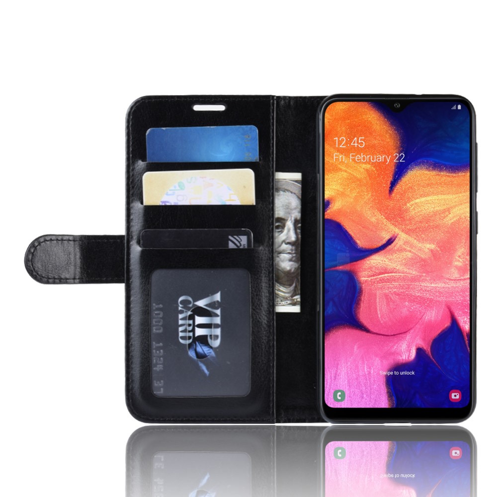 Crazy Horse Wallet Leather Mobile Cover for Samsung Galaxy A10 - Black-3