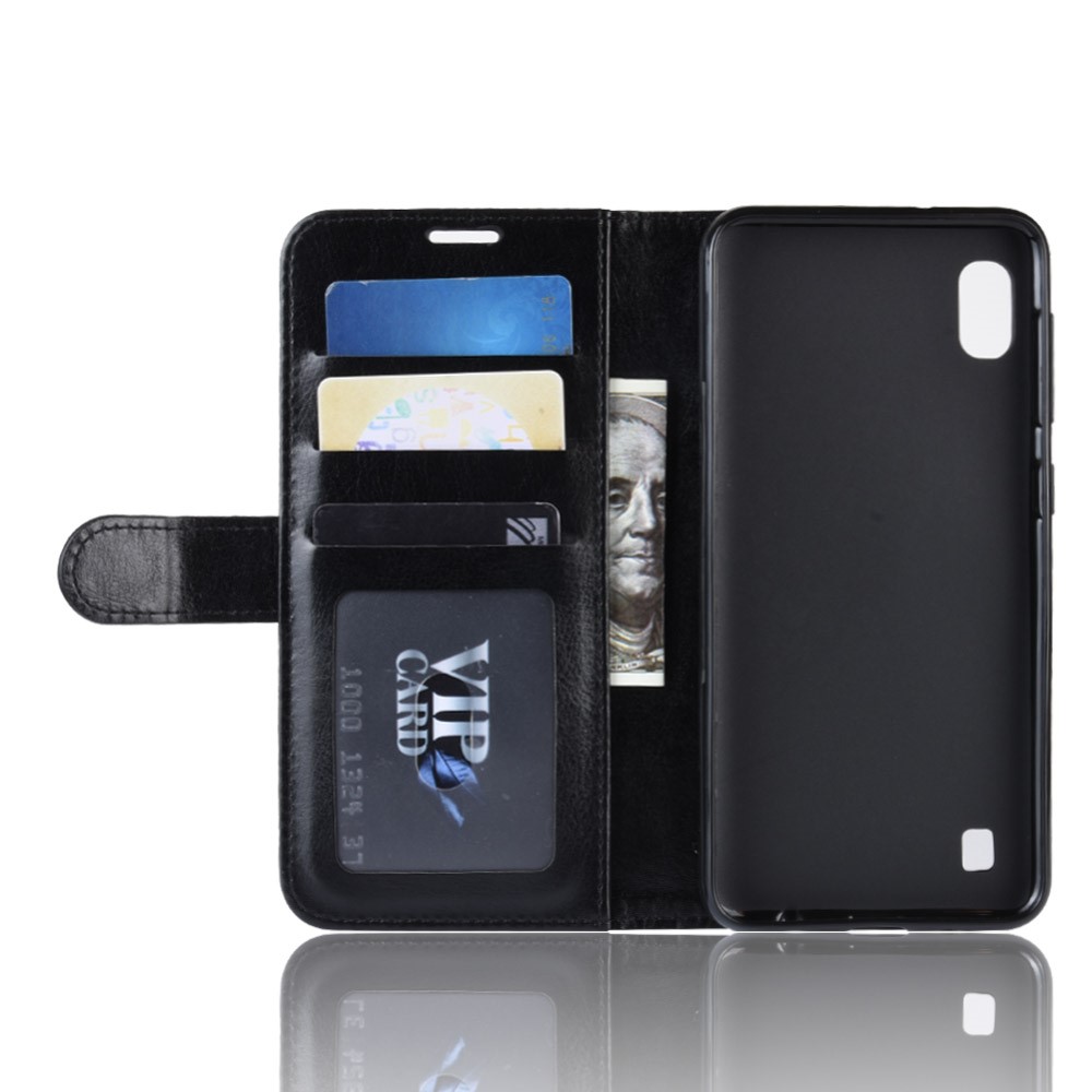Crazy Horse Wallet Leather Mobile Cover for Samsung Galaxy A10 - Black-4