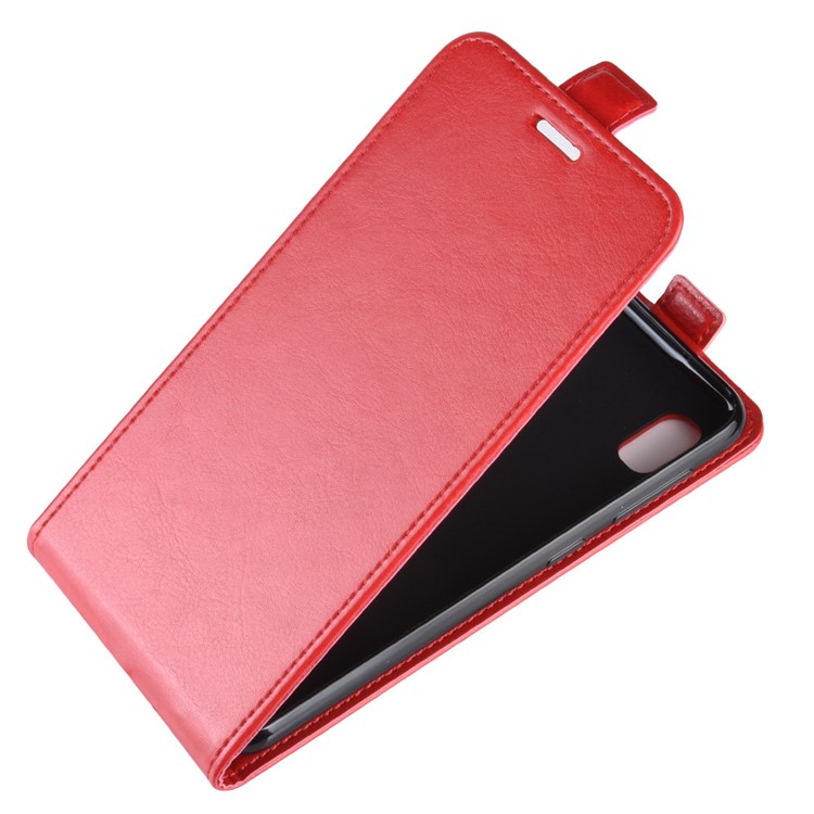 Caso Protetora De Couro Flip Vertical De Cavalo Louco Para Samsung Galaxy A10 - Vermelho-2
