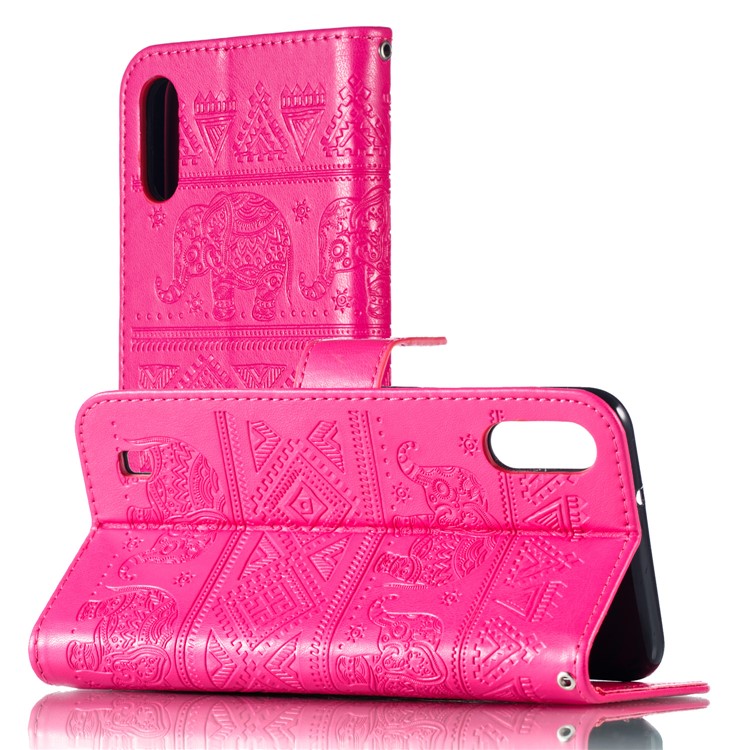 Imprinted Elephant PU Leather Magnetic Wallet Phone Cover for Samsung Galaxy M10 - Rose-5