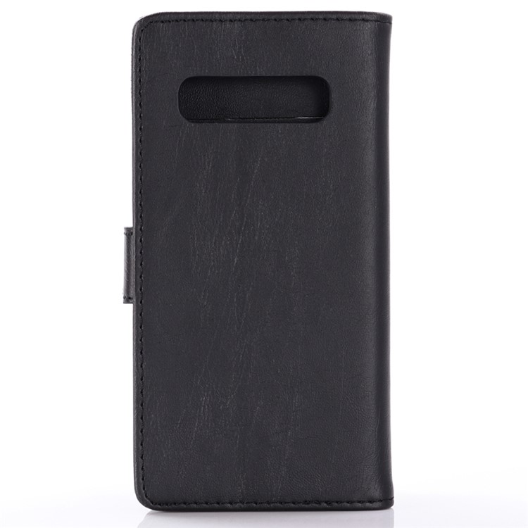 Etui De Portefeuille En Cuir Pour Cheval Fou Pour Samsung Galaxy S10 5G - Noir-2