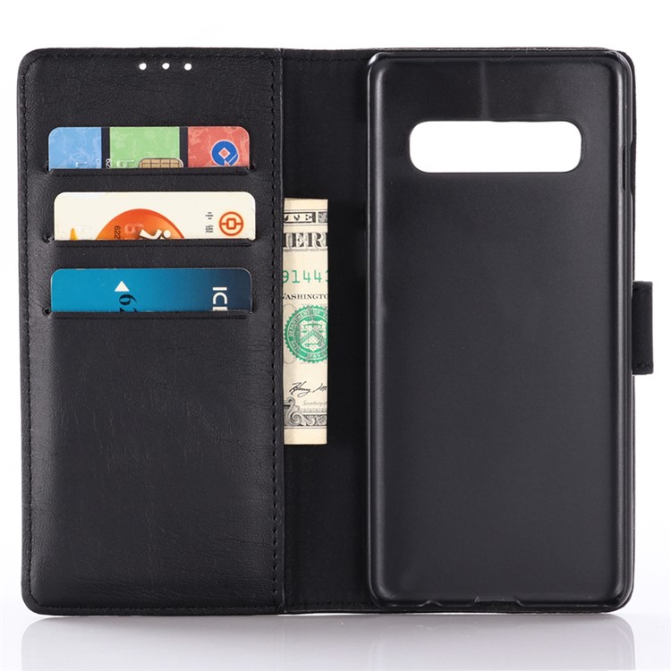 Etui De Portefeuille En Cuir Pour Cheval Fou Pour Samsung Galaxy S10 5G - Noir-3