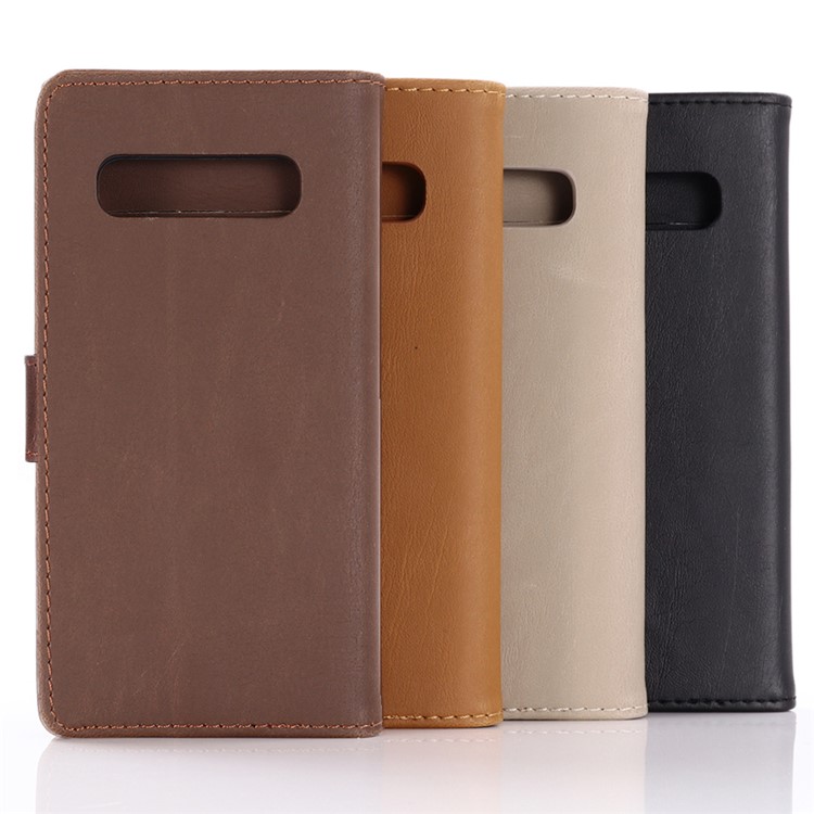 Etui De Portefeuille En Cuir Pour Cheval Fou Pour Samsung Galaxy S10 5G - Noir-7